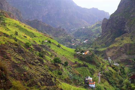 Green Mountains Of Island Of Santo Antao Cape Verde Stock Image