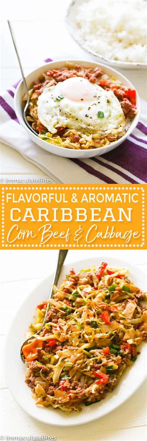 Half an onion and slice into 1/4″ slices. Caribbean Corn Beef and Cabbage - Immaculate Bites