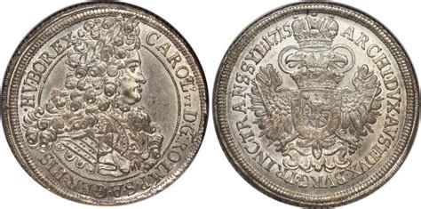 Moneda 1 Thaler Sacro Imperio Romano 962 1806 Plata 1715 Carlos Vi