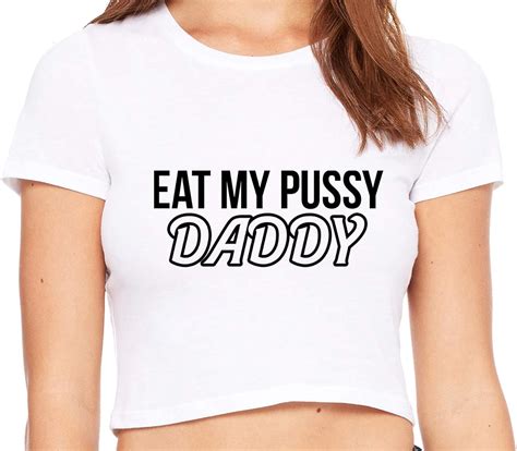 Knaughty Knickers Eat My Pussy Daddy Oral Sex Lick Me White Crop Tank Top At Amazon Women’s
