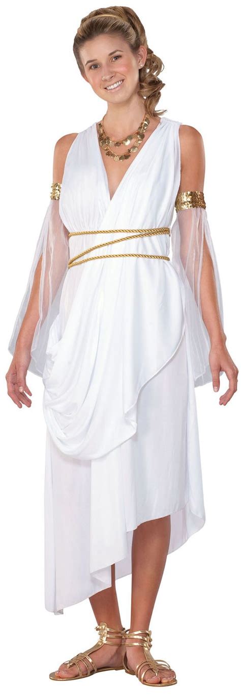 Seasons Halloween Greek Goddess Toga Pc Women Costume White Gold Medium Vestu Rio