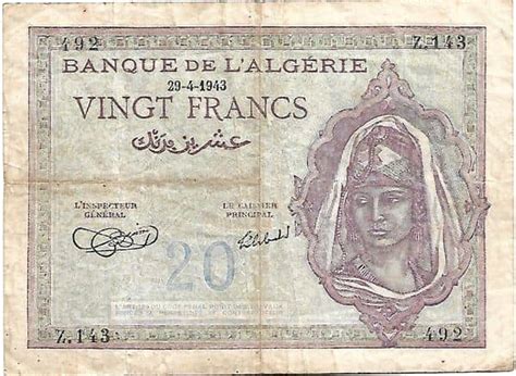 Billete 20 Francs 1948 Argelia Valor Actualizado Foronum