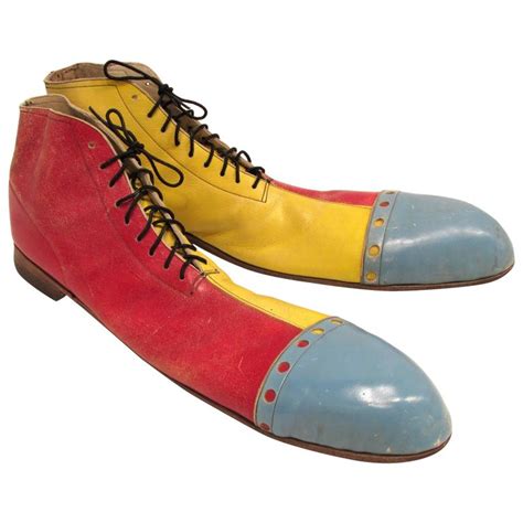 Pair Of Long Multicolor Vintage Clown Shoes At 1stdibs