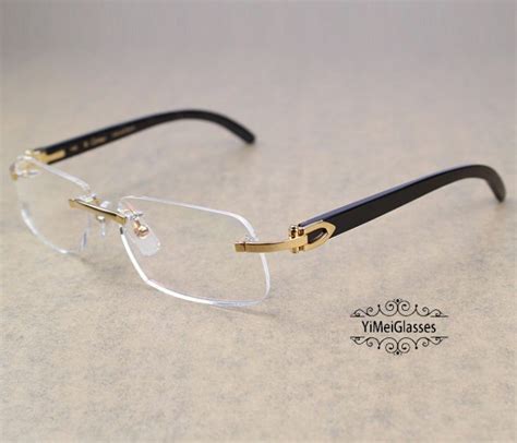 Cartier Eyeglasses Buffalo Horn Rimless Metal Yimeiglasses