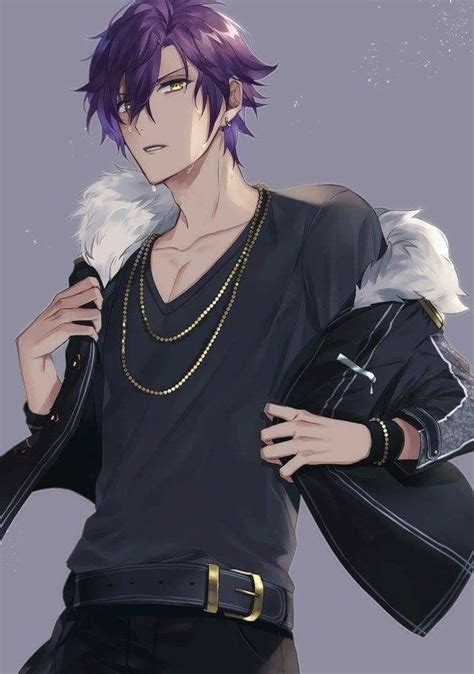 Neat Cute Anime Boy With Purple Hair