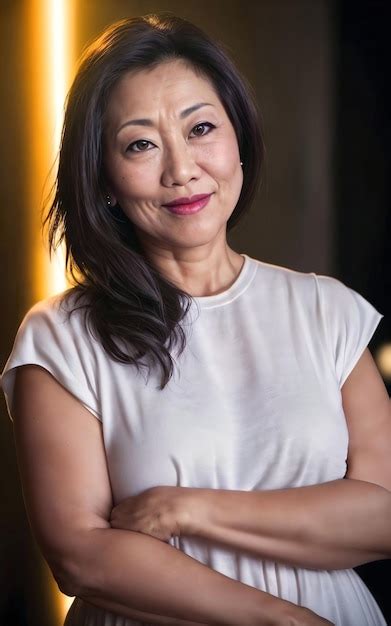Premium Photo Portrait Photo Of Beautiful Middle Aged Adult Asian Woman Generative Ai