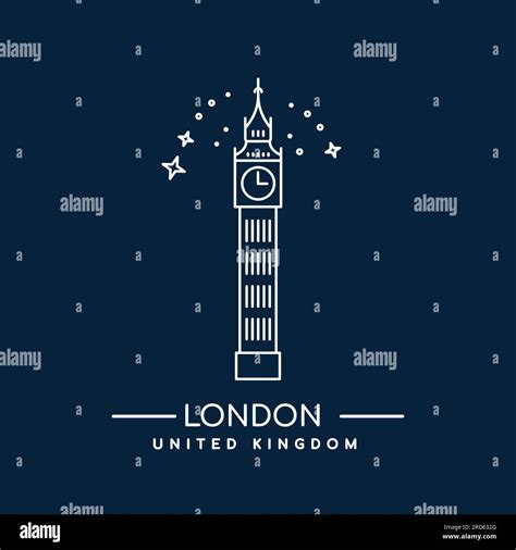 Vector Illustration Of Big Ben Tower London Line Art Icon Of Great