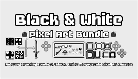 Black And White Pixel Art Bundle Gamedev Market