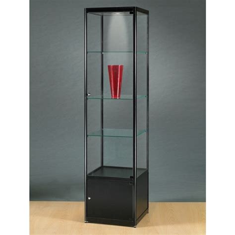 Vitrine murale 8 plateaux en verre trempe vitrine murale vitrine verre armoire murale. Vitrine colonne metal noir et verre avec halogene