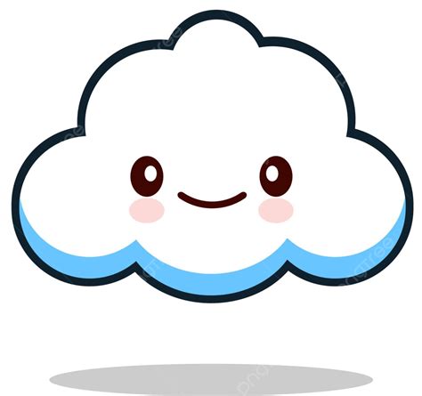 Desenho Animado Kawaii Emoticon Branco Nuvem Fofa Clima Nuvem Fofa