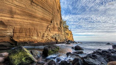 Sheer Cliff By The Seashore Hdr Wallpaper Other