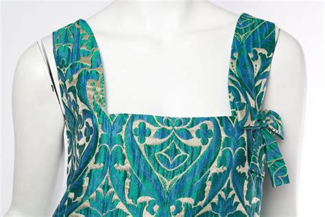 1960s Metallic Damask Gown And Opera Coat For Sale At 1stdibs