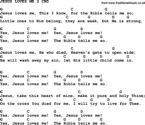 Christian Chlidrens Song Jesus Loves Me 2 Crd Lyrics And Chords In 2023
