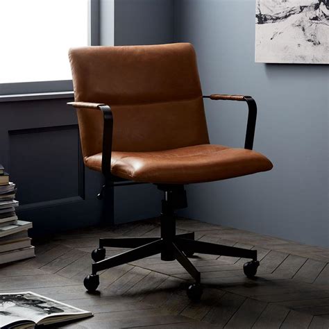 Genuine murray leather dentist chair stool fully adjustable retro vintage antiqu. Cooper Mid-Century Leather Swivel Office Chair | west elm UK