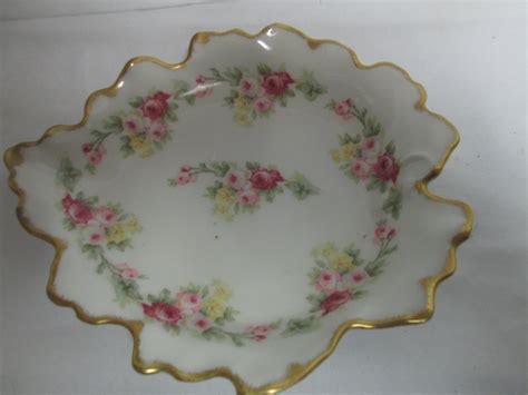 Large limoges bowl with floral pattern. Vintage Limoges Fine bone china trinket dish collectible ...