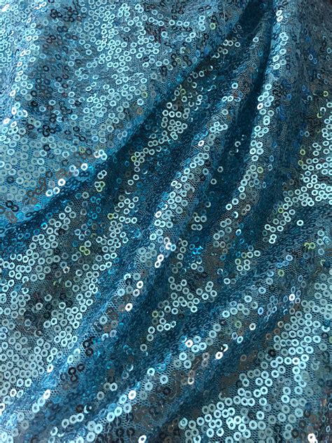 Light Blue Sequin Fabric Sequins Fabric Full Sequin On Mesh Etsy