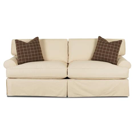 For springs, there are two different types of construction: Klaussner Lahoya Sofa with Slipcover and Blend Down ...