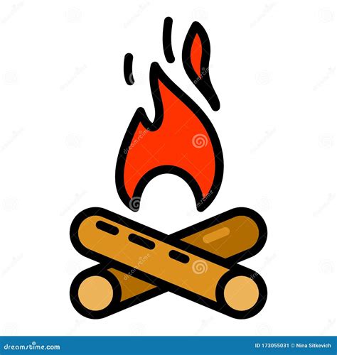 Campfire Icon Outline Style Stock Vector Illustration Of Burn Campfire