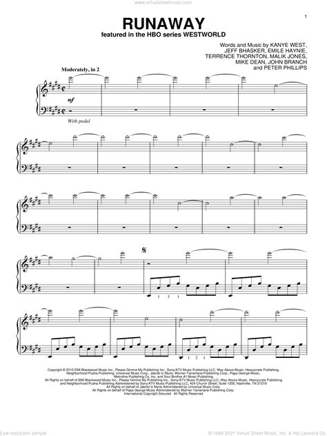 Kanye West Runaway Sheet Music For Piano Solo Pdf Interactive