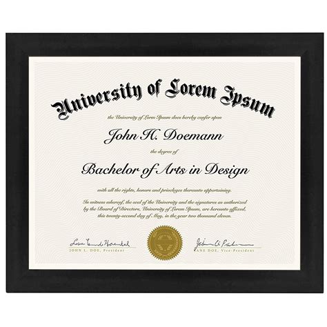 Document Frame Made To Display Certificates 85 X 11 Inch Document