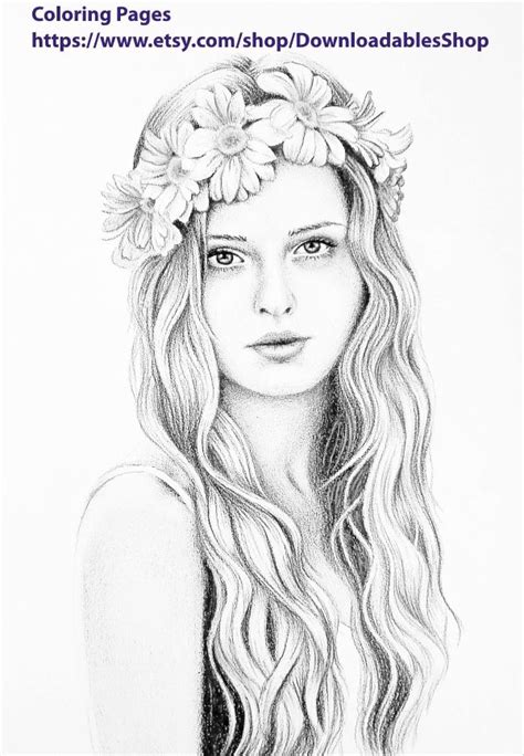 grayscale adult coloring pages adultcoloring portrait coloringpage mindful relaxatio