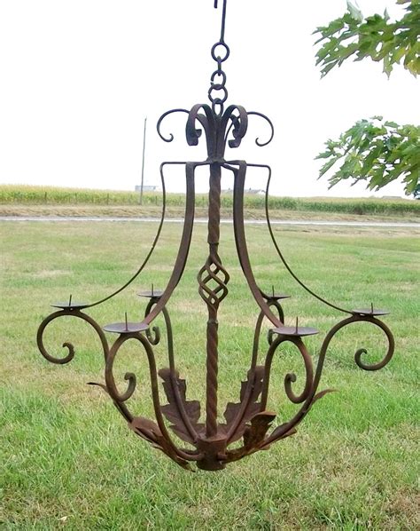 Custom ace wrought iron chandelier. 31" Wrought Iron Naples Candle Chandelier