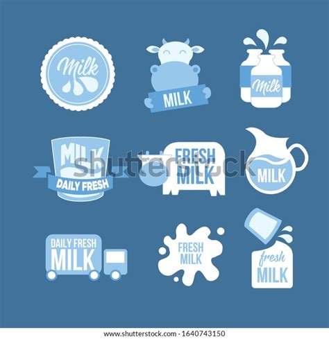 Set Milk Dairy Farm Product Logo Stock Vector Royalty Free 1640743150