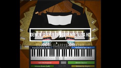 Roblox Piano Demon Slayer Op Gurenge By Lisa Hdfullnotes In The