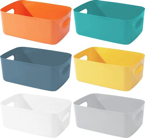 bgfuni 6pcs plastic storage baskets storage boxes plastic organizer baskets with handle
