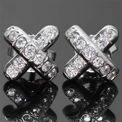 Tiffany And Co Signature X Diamond Platinum Stud Earrings