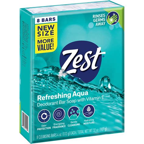 Buy Zest Zestfully Clean Aqua Refreshing Bar Soaps 8 Count Online At