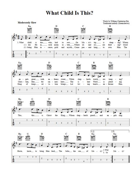 What Child Is This Easy Guitar Sheet Music And Tab With Chords And