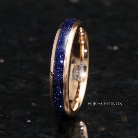 Nebula Ring Tungsten Wedding Band Mm Rose Gold Plated Ring Etsy