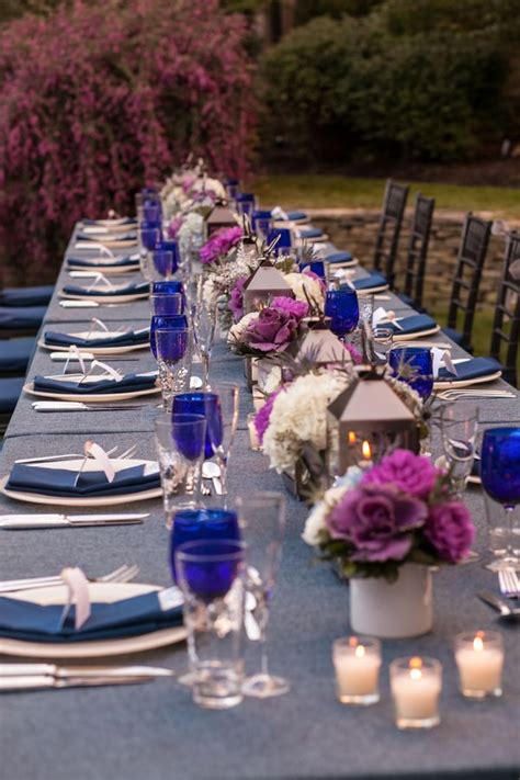 Petals start at the center as white and blend out to a fabulous dark blue. Blue and Purple Tablescapes | Cobalt blue, Tablecloths and ...