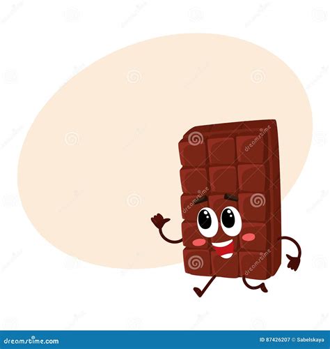 Carácter Lindo De La Barra De Chocolate Con La Cara Divertida Que Se