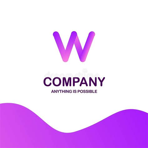 W Company Logo Design With Purple Theme Vector Stock Vector