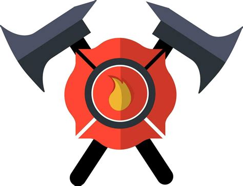 Fire Department Emblem With Cross Fire Axe In Flat Style 25328301