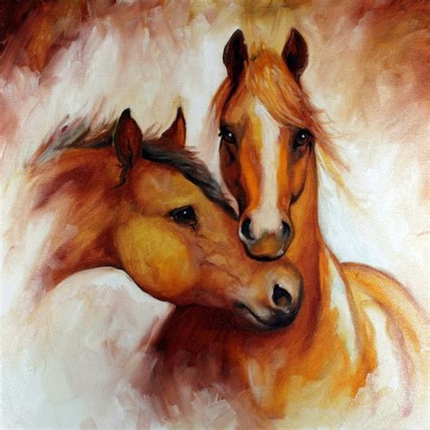 Two Horses Head Oil Painting On Canvas Professional Artist