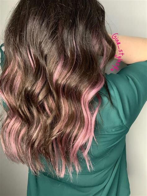 Pink Rose Highlights Hair Extensions With Brown Hair Lightbrownhair