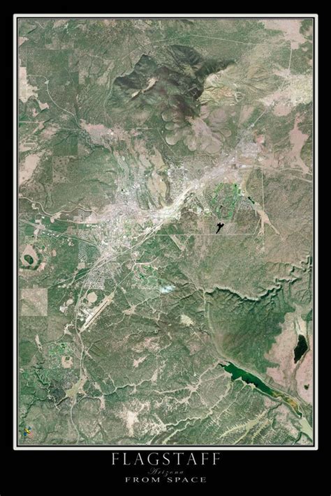 Flagstaff Arizona From Space Satellite Poster Map