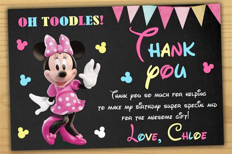 Minnie Mouse Thank You Cardminnie Mouse Chalkboardminnie Mouse Clubhouse Thank You Card