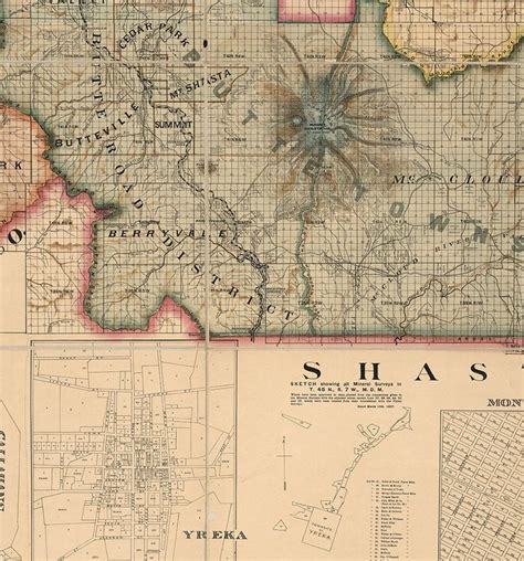 Map Of Siskiyou County State Of California 1887 Vintage Etsy