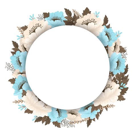 Premium Vector Light Blue Floral Wreath Border