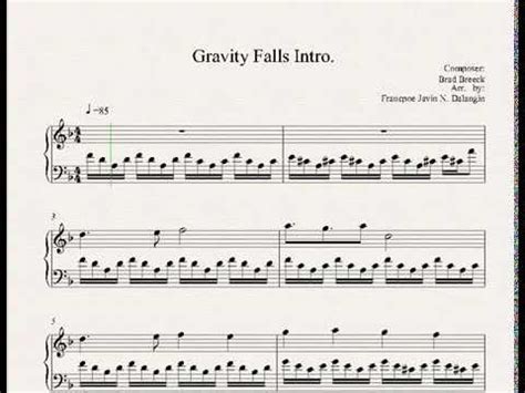 Sheet music arranged for piano/vocal/chords in a minor. Gravity Falls Opening Theme - Piano - YouTube