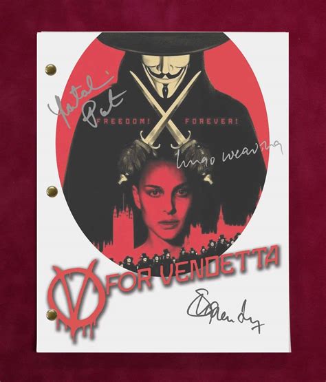 { heavily based off of the 2005 film, v for vendetta } in a post apocalyptic america, a once democratic government is now undermining the voices of its people while its now long running dictator continues to implement new facist ideals. V For Vendetta Movie Script With Reproduction Signatures ...