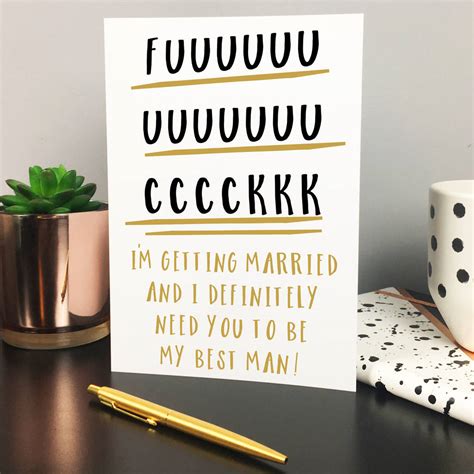 Funny Rude Best Man Card With Personalised Quote By The New Witty