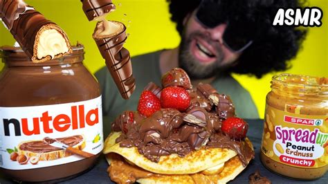 Asmr Eating Pancakes With Nutella Mukbang Youtube