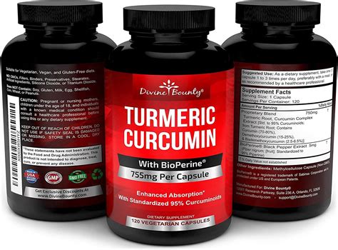 turmeric curcumin with bioperine black pepper extract 755mg per capsule 120 veg capsules
