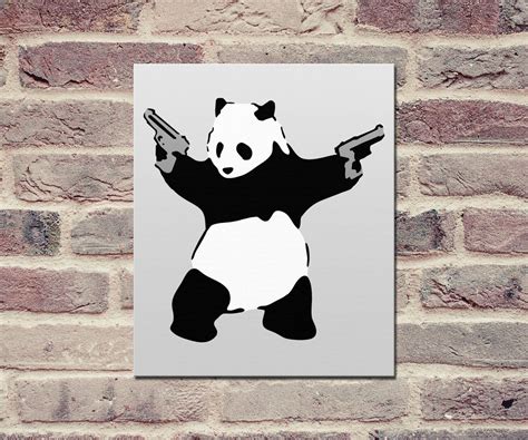 Banksy Panda With Guns 11 X 14 Canvas Wrap Print Panda