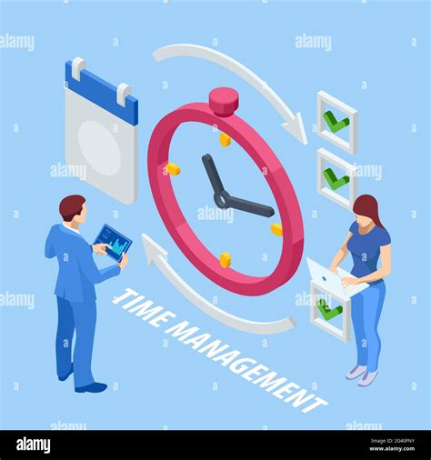 Isometric Time Management Concept Planning Training Activities